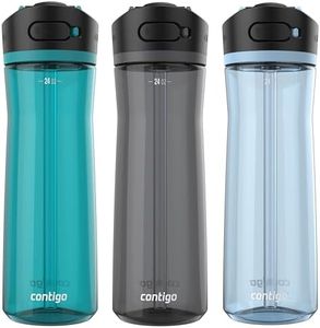 Contigo AUTOSPOUT Water Bottle, 24 oz, Leakproof Design, Juniper/Sake/Glacier, 3-Pack