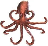 Cast Iron Octopus Wall Hook - Decorative Swimming Octopus Tentacles Key Hook for Entryway, Door Way or Bathroom - Novelty Wall Décor - Copper with Black Color with Screws and Anchors Included