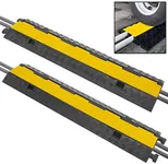 Pyle 2-Pack Heavy Duty Cable Ramp, Protective Cover with 2-Channel Design, 2000 lbs Load Capacity, Flip-Open Top, Non-Slip Surface, High Visibility Yellow, Suitable for Indoor and Outdoor Use