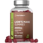 Lions Mane Gummies 2000mg | High Strength Lions Mane Supplement | Mushroom Extract | Natural Berry Flavour | 60 Vegan Gummies | by Horbaach