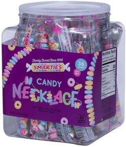 Smarties Candy Necklace - Bulk Candy Individually Wrapped - Gluten Free & Vegan, Fruit Flavored, Hard Candy on Stretch String - Perfect Party Favors, Birthdays & Halloween Hard Candy Tub - 36 Count