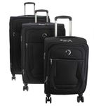 DELSEY PARIS - HELIUM DLX - Set of 3 Ultra Light Expandable Luggage Soft Suitcases - Cabin Luggage 55cm Medium Suitcase 71cm - Large Suitcase 83cm - Black