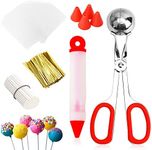 Cake Pop Kit, Including 100 Cake Pop Sticks and Wrappers, 100 Twist Ties, 1 Cake Pop Scooper and Decorating Pen, Cake Pops Making Tools for Lollipop, Candies, Chocolates and Cookies