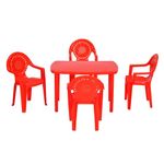 Nilkamals Toyset - Gift for Any Occasion of Kids 4 Toy Chair and 1 Table- Red Color (Plastic)