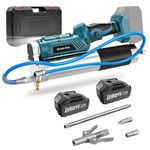 Electric Grease Gun Cordless Kit, 12000 PSI 5.3 Oz/Min Battery Powered Grease Gun with 2x4.0Ah Batteries, 90° Swivel Coupler, Heavy Duty Lubing Tool for Trucks, Tractors, & Heavy Machinery Maintenance