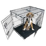 Ellie-Bo Black Standard Medium 30-inch Folding 2-Door Dog Cage/Crate with Metal Tray