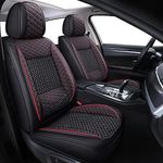 WANGIRL 2 PCS Universal Leather Car Seat Covers Front Pair, Ice Silk Material Front Car Seat Cover (Black Red)