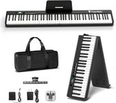 FingerBallet Portable Piano Keyboard, Semi-Weighted Folding Digital Piano 88 Key, Full Size, Wood Grain, Electric Piano Keyboard w/MIDI Bluetooth, Suitable for Adult, Toddler, Kids