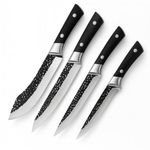 Machado Set of 4 Serbian Chef Knife - High Carbon Clad Steel Butcher Cleaver, Full Tang Kitchen Chef Knives - Ideal Fathers & Mothers Day Gifts