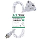 YOJOE White 6 ft Outdoor Extension Cord Multiple Outlets 3 Prong - 16/3 SJTW 3 Outlet Extension Cord Waterproof, Power Extension Cable for Yard Outdoor Decorations Lights, Appliances - UL Listed