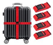 Luggage Straps for Suitcases, Secure Your Belongings, Made Seat Belt Material Size 2" X6.5FT for Trolley Bags, Duffel Bags (4 Pack, RED)