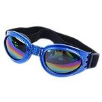 QUMY Dog Goggles Eye Wear Protection Waterproof Pet Sunglasses for Dogs About Over 15 lbs (Blue)