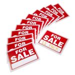 MeasuPro For Sale Signs - 12 Pack - 9 x 12 Inch Weatherproof & Rust Free Clear, Plastic Coated Tags for Houses for Sale, Car Auto Sales - Hand Write Advertising Signage, Business & Commercial, Red