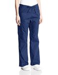 Dickies Women's Signature Mid Rise Drawstring Scrubs Cargo Pant, Navy, L Petite