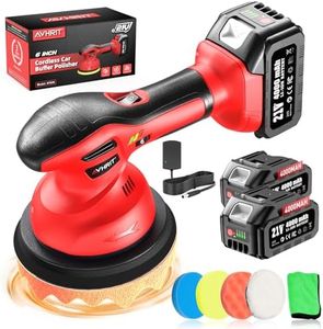 Avhrit 6 Inch Cordless Car Buffer Polisher: 2x4000mAh Batteries Car Buffer, Car Waxer Kit with 8 mm Orbit Block & 6 Speed Control (2500-6000 RPM) - for Car/Boat Detailing, Scratch Removal and Waxing