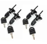 4 Pcs - Zinc Alloy Drawer Lock Desk Wardrobe Furniture Cabinet Locker Showcase with 8 Same Key 16mm (Black)