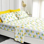 American Home Collection 6 Piece Bedding Sheets & Pillowcases Set - 14 Inches Deep Pocket - Double Brushed Microfiber Bedsheets for Extra Soft - Wrinkle Resistant (Queen, Pineapple)