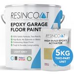 Resincoat - HB Epoxy Concrete Garage Floor Paint - Manufactured In The UK Buy Direct. Oil & Petrol Resistant, Solvent Free. 5kg, Light Grey