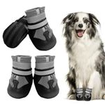 Muecleao Dog Boots, Set of 4 Dog Shoes for Injured Paws, Waterproof Dog Shoes with Reflective Straps and Anti-Slip Sole, Paw Protectors for Small Medium Large Dogs (Grey, M)