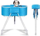 Furesh Elevated Folding Dog Bath Tub and Wash Station for Bathing, Shower, and Grooming, Foldable and Portable, Indoor and Outdoor, Perfect for Small and Medium Size Dogs, Cats and Other Pet (Blue)