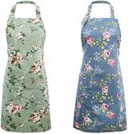 Kitchen Aprons for Women, 2 Pack Fl