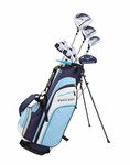 Precise M3 Ladies Womens Complete Golf Clubs Set Includes Driver, Fairway, Hybrid, 7-PW Irons, Putter, Stand Bag, 3 H/C's Blue - Regular or Petite Size! (Petite Size -1", Right Handed)