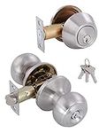 All Keyed Identical Deadbolt Door knob Single Cylinder Deadbolt Lock Combo Set, Classic Satin Nickel Exterior Door Knobs with Deadbolt Entrance and Front Door Lock