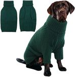 IECOii XXL Dog Sweater,Knit Big Dog Sweater Christmas,Pet Turtleneck Doggy Sweatshirt for Extra Large Dogs boy Girl,Large Size Dog Cold Weather Outfit English Bulldog Clothes for Winter,(Green XXL)