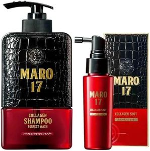 ＭＡＲＯ１７ MARO17 Collagen Shampoo Perfect Wash (11.6 oz) & Collagen Essence (1.7 oz) Set | Declog Pores & Promote Fuller Hair - Hair Thickening Shampoo for Thinning Hair for Women & Men