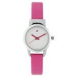 Fastrack Quartz Analog White Dial Leather Strap Watch for Girls-NP6088SL01