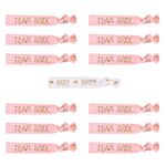 JKJF 13 Pcs Bachelorette Party Favors Wristbands Bracelets Bride and Team Bride Hair Tie No Crease Elastics Ribbon for Wedding Engagement Party Bridal Shower - White & Pink