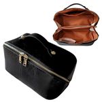 Travel Makeup Bag by Boutique De Luxe, Trousse De Toilette Voyage, Travel Toiletries Bag, with Handle and Divider, Makeup Organizer Bag for Women