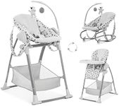 hauck Sit N Relax 3in1, Nordic Grey - Baby & Toddler Highchair with Bouncer & Toy Bar, Food Tray & Basket from Birth up to 15 kg, Lightweight Foldable Fully Adjustable