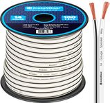 Installgear Premium 14 Gauge AWG Speaker Cable for Hi-Fi, PC Speakers, AV Receiver, Car Amplifier - Easily Installs Into Most Banana Plugs - Perfect for Surround Sound Systems - 100 Ft, White