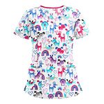 HKUOPW Scrubs Tops Nurse for Women Nurses Healthcare Uniform Scrubs Hospital Animal Tunic Uniform V Neck Nurse Scrubs Top Dog Casual Short Sleeve Doctors Scrubs Cat Shirts with Pockets Pink