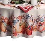 Elrene Home Fashions Botanical Harvest Pumpkin Engineered Wrinkle Resistant Tablecloth, 60"x84" Oval