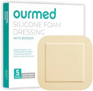Ourmed Silicone Foam Dressing with Border Adhesive - Large Absorbent Waterproof Bandage for Wound Care, Foot Diabetic Ulcer, Leg Ulcer, 6" x 6", 5 Pack, FSA HSA Eligible