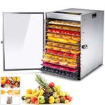 Iproods Food Dehydrator Machine 12 Trays Stainless Steel, Commercial Food Dryer for Fruit, Vegetables, Meat, with 24H Adjustable Timer and 68-194 ℉ Digital Temperature Control, 800W