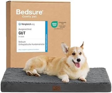 BEDSURE orthopädisches Hundebett mittelgroße Hunde - 89x56x7.6cm Hundekissen flauschig Hundematte waschbar Hundematratze in dunkelgrau für mittelgroße Hunde