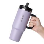40oz Tumbler with Handle - BUZIO Tumbler with Straw and Lid - Travel Mug with Handle - Insulated Tumbler with Straw - Coffee Mug - Insulated Water Bottle for Cold and Hot Drink - Purple