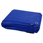 3 x 3 m Blue Tarpaulin Waterproof Tarp Sheet Cover, Groundsheet - Waterproof, Weatherproof, Frost-Resistant, UV Protection, Universal, Multipurpose, Reinforced Eyelets