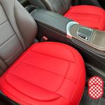 HOMOSTARRY 2 Pack Leather Front Car Seat Cover Bottom Only, Anti-Slip Padded Seat Cushion, Full Wrap Seat Protector with Storage Function Universal Fit for Most Cars, SUV, Pick-up Trucks (Red)