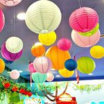 16 Pcs Paper Lanterns Decorative, 4 Size Hanging Round Paper Lanterns, Multicolor Party Ball Lanterns Lamps Chinese Lanterns for Wedding Birthday Home Decor