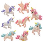 Pinenjoy 8Pcs Mini Flying Unicorn Figurine Miniature Resin Unicorns Cake Toppers Fairy Garden Accessories for DIY Moss Landscape Dollhouse Birthday Party Decor