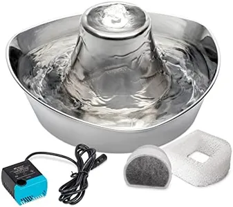 PetSafe Seaside Pet Water Fountain (60 oz/1.8L Water Capacity) Stainless Steel Cat Water Fountain, Helps Prevent Pet Acne, Scratch and Rust-Resistant Material