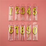 Happy Birthday Candles,10 Pieces Numeral Birthday Candles for Wedding Anniversary or Birthday Party Decorations (Golden)