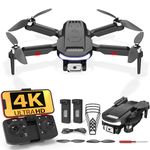 FERIETELF Brushless Motor Drone with Camera 4K, B15 Foldable Drone for Adults Optical Flow, WiFi FPV Quadcopter with Carrying Case, 3D Flips, Headless Mode, Auto Hover, 2 Batteries, One Key Take Off/Land