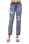 Judy Blue High Rise Destroyed Boyfriend Jeans (JB-82284), Medium Blue, 15