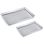 TeamFar Baking Sheet Cookie Sheet Set of 2, Pure Stainless Steel Baking Pan Tray Professional, Non Toxic & Healthy, Mirror Finish & Rust Free, Easy Clean & Dishwasher Safe