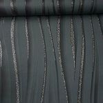 SOPHIE LAURENCE Luxury 3D Glitter Sparkle Textured Wave Stripe Vinyl Charcoal Black Wallpaper for Living Room Bedroom